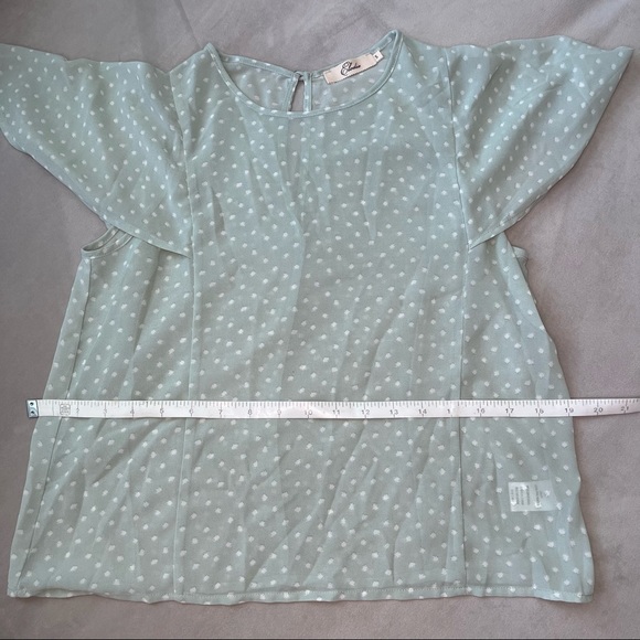 EUC Elodie size S cap sleeve light weight light green with white polka d… - Picture 6 of 7